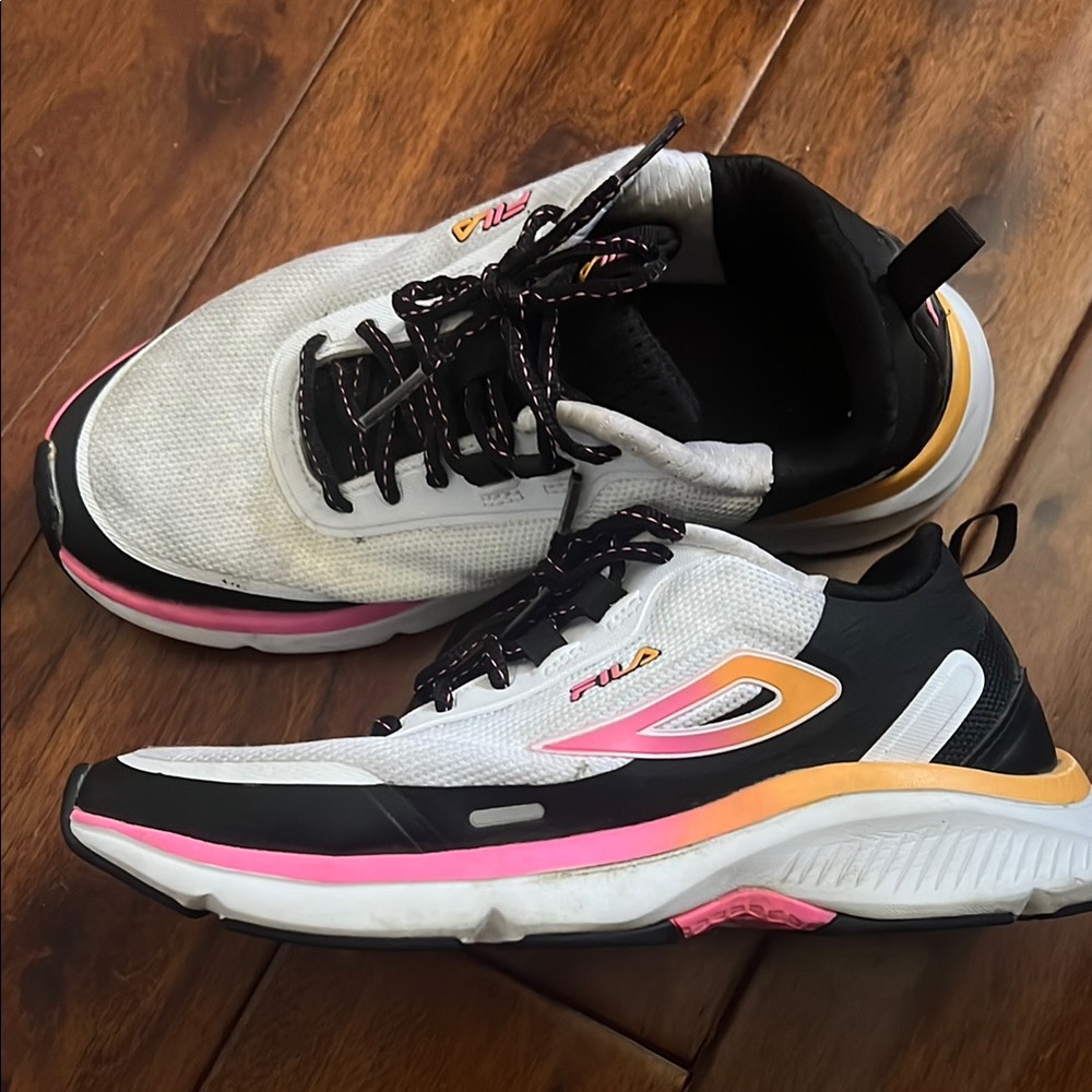 Fila White and Pink Athletic Shoes